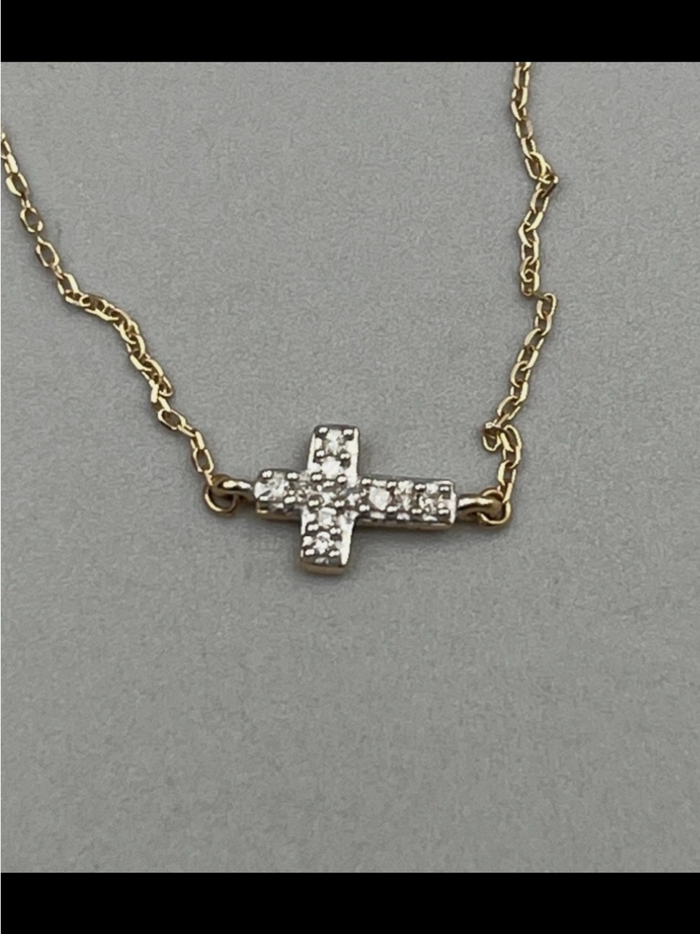 Adina Reyter Delicate Side Cross set with Pave Diamonds on 14K Necklace - Picture 2 of 5